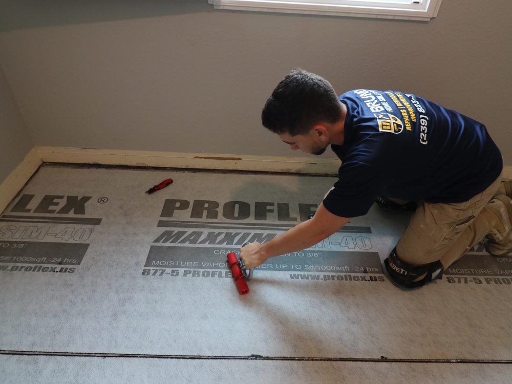 Bruno Home Solutions crew member on a job site in SW Florida