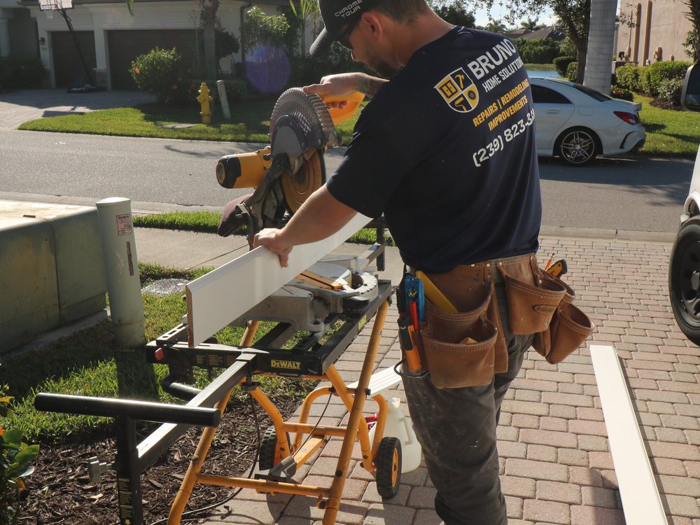 Bruno Home Solutions crew member on a job site in SW Florida